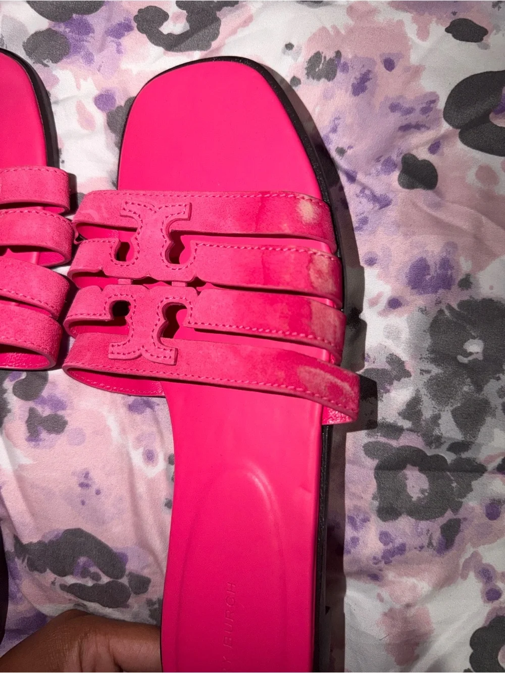 Tory Burch Bright Pink Triple-Strap Slide Sandals